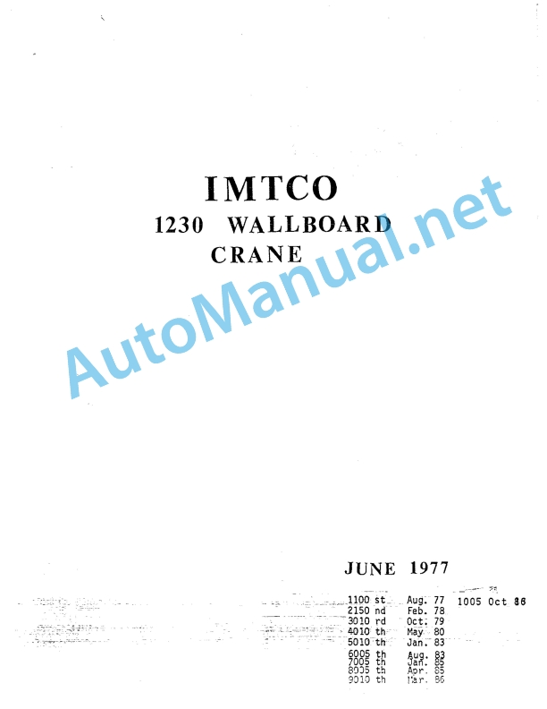 IMT 1230 Wallboard Crane June 1977