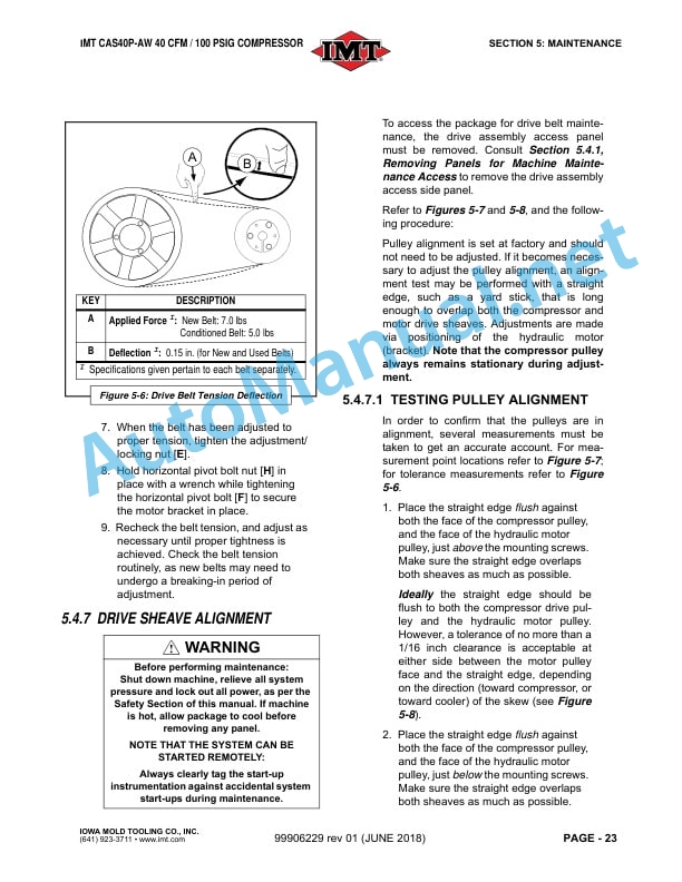 IMT CAS40P-AW Installation, Operation, Maintenance and Parts Manual PN 99906229 rev 01 June 2018 3 IMT CAS40P-AW Installation, Operation, Maintenance and Parts Manual PN 99906229 rev 01 June 2018 - Image 3