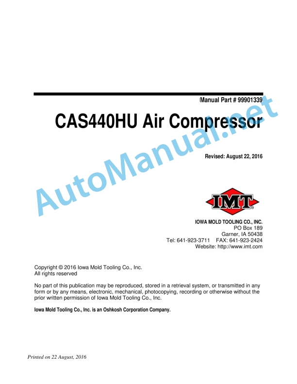 IMT CAS440HU Air Compressor 9901339 August 22, 2016