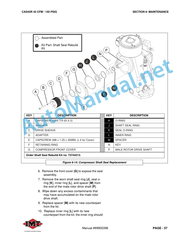 IMT CAS45R STANDARD ROTARY SCREW COMPRESSOR INSTALLATION, OPERATION, MAINTENANCE AND PARTS Manual 99905396 412 4 IMT CAS45R STANDARD ROTARY SCREW COMPRESSOR INSTALLATION, OPERATION, MAINTENANCE AND PARTS Manual 99905396 412 - Image 4