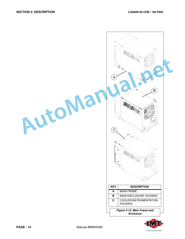 Alternative view of IMT CAS60R INSTALLATION, OPERATION, MAINTENANCE AND PARTS Manual 99905395 314
