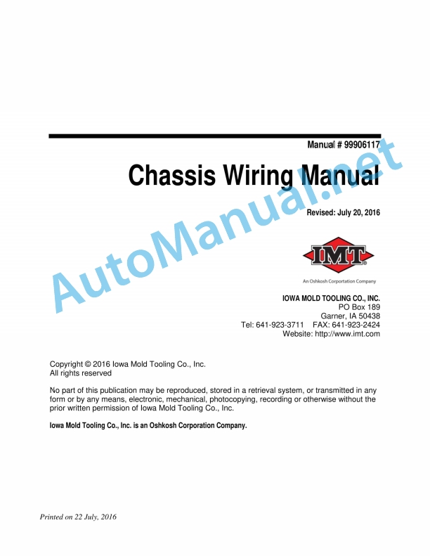 IMT Chassis Wiring Manual 99906117 July 20, 2016