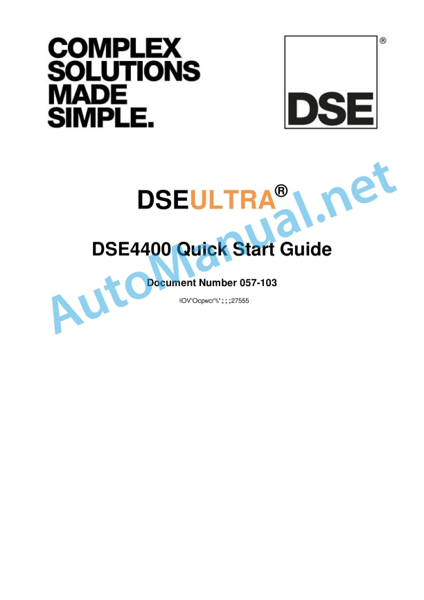 IMT DSEULTRA DSE4400 Quick Start Guide 057-103