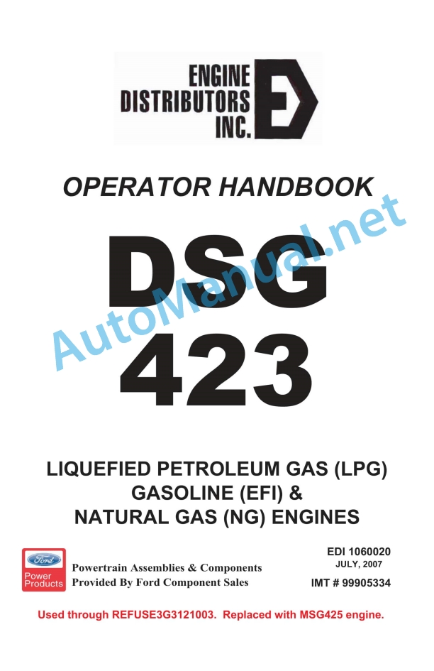 IMT DSG 423 Operator Handbook 1060020 July, 2007