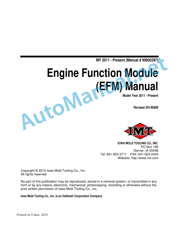 IMT Engine Function Module (EFM) Manual 99905297 9 June, 2014