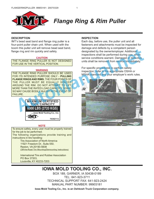 IMT Flange Ring and Rim Puller 99903181