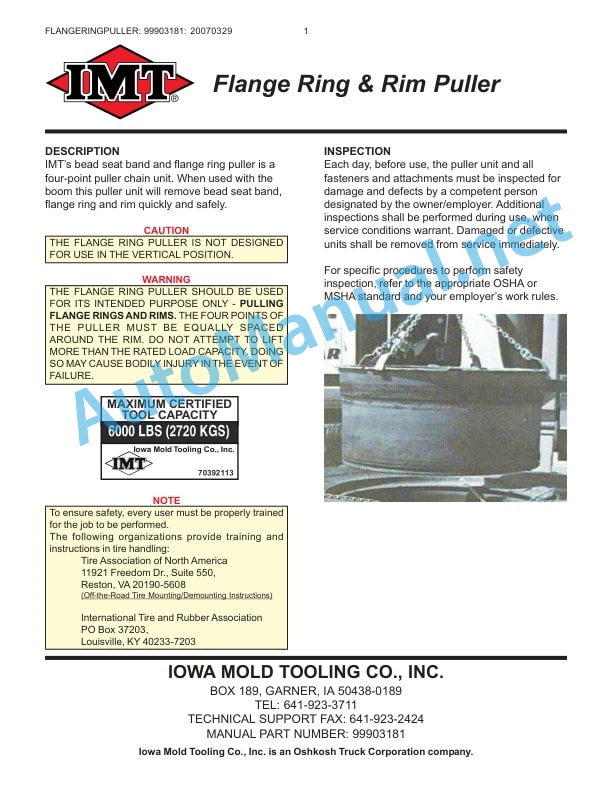 IMT Flange Ring and Rim Puller 99903181 4 IMT Flange Ring and Rim Puller 99903181 - Image 4
