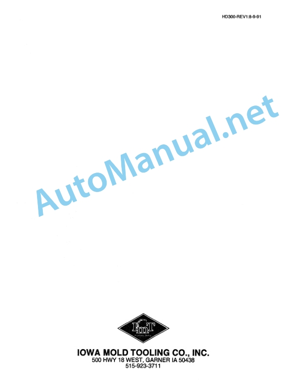 Alternative view of IMT HD300 Compressor PARTS Manual 99900349 Revised 04-24-92