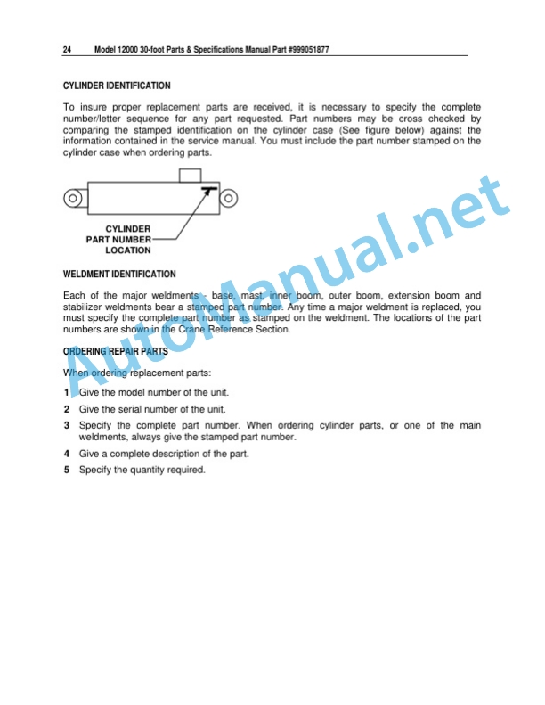 Alternative view of IMT Model 12000 30-foot Parts and Specifications 99905187 May 8, 2017
