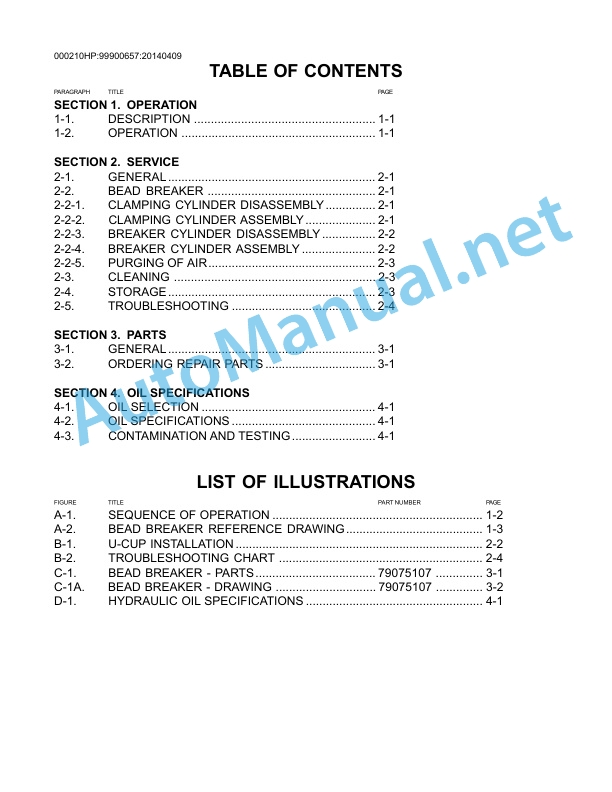 Alternative view of IMT Model 210HP Beadbreaker PARTS AND SERVICE Manual 99900657