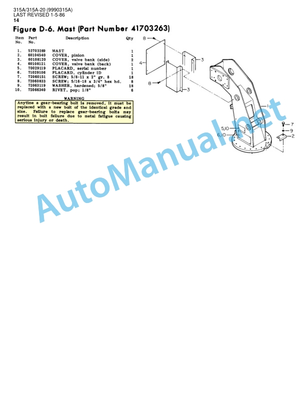IMT Model 315A 315A-20 Crane Parts and Specifications 9993015A 1-5-86 3 IMT Model 315A 315A-20 Crane Parts and Specifications 9993015A 1-5-86 - Image 3
