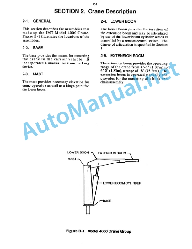 Alternative view of IMT Model 4000 Crane Service Manual 99900267