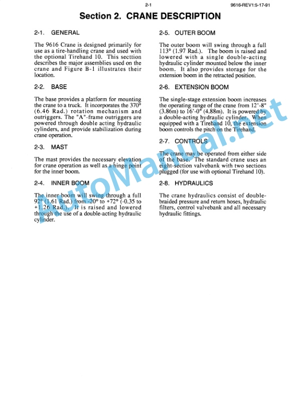 IMT Model 9616 Crane Parts and Specifications 9900276 2 IMT Model 9616 Crane Parts and Specifications 9900276 - Image 2