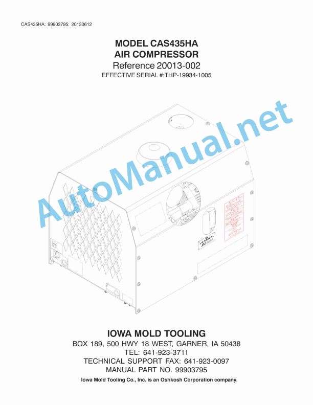 IMT MODEL CAS435HA AIR COMPRESSOR Reference 20013-002