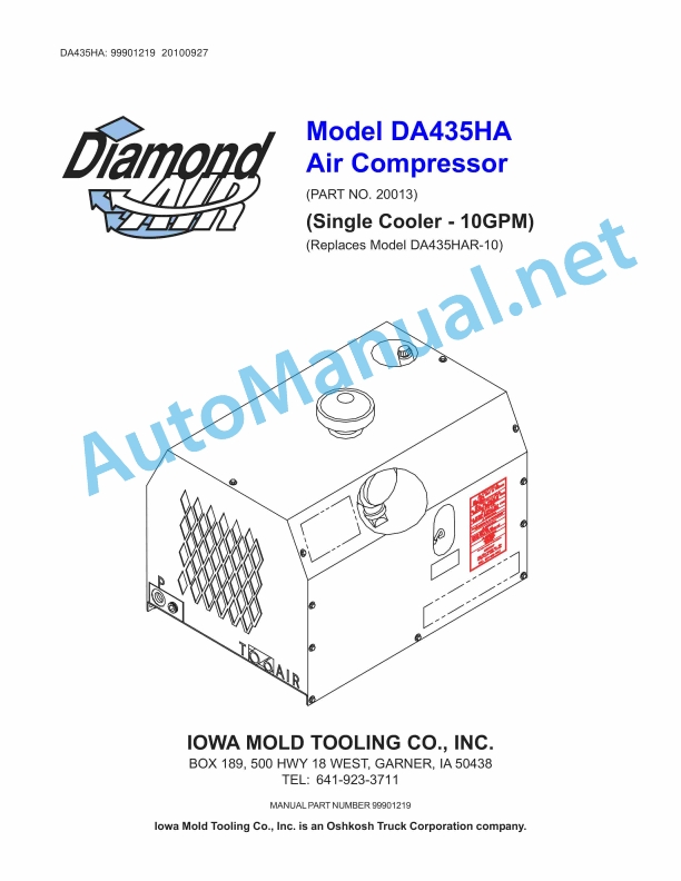 IMT Model DA435HA Air Compressor 99901219 September 27, 2010
