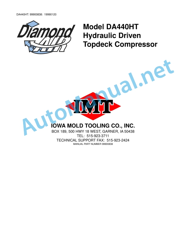 IMT Model DA440HT Hydraulic Driven Topdeck Compressor 99900838