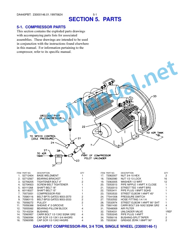 IMT Model DA440PBT PTO, Belt Driven Topdeck Compressor Technical Support Fax 99900780 4 IMT Model DA440PBT PTO, Belt Driven Topdeck Compressor Technical Support Fax 99900780 - Image 4