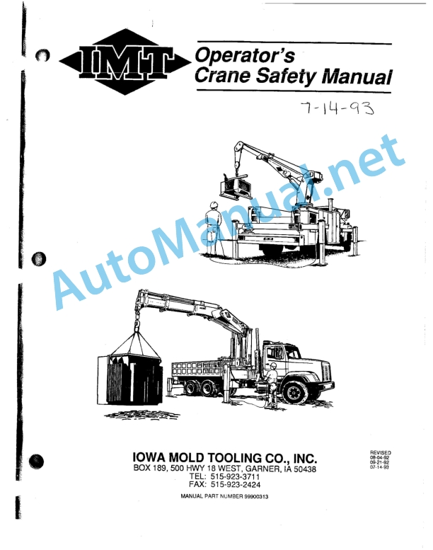 IMT Operator's Crane Safety Manual 99900313 07-14-93