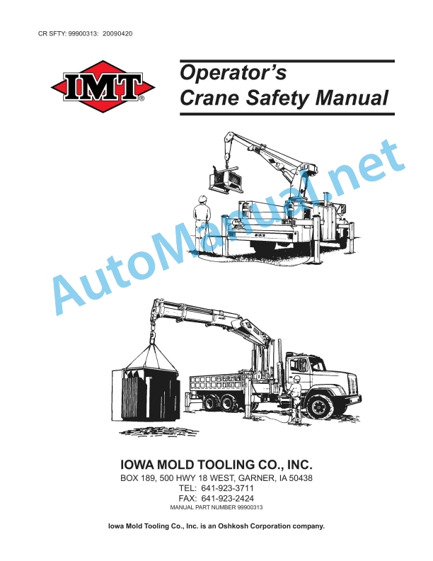 IMT Operator's Crane Safety Manual 99900313 20090420 1 IMT Operator's Crane Safety Manual 99900313 20090420