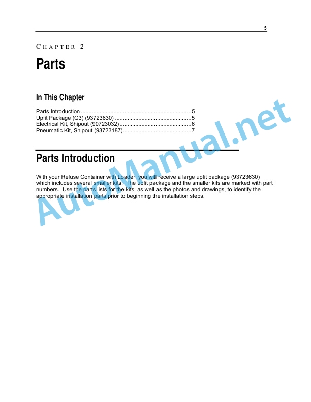 Alternative view of IMT Refuse Container-Loader (G3) Installation Manual 99095337 October 27, 2011