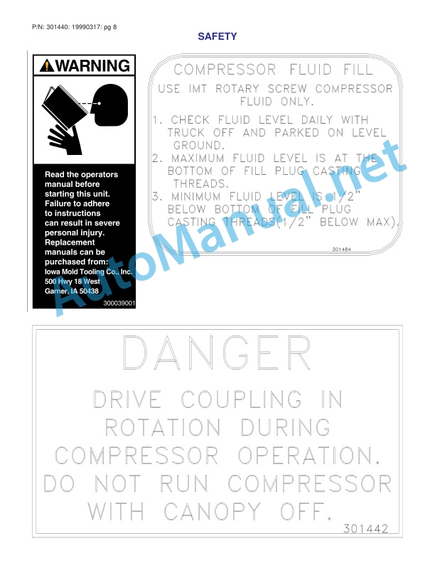 Alternative view of IMT Series 35 PTO Air Compressor Operators, Maintenance, and Parts Manual 301440 Revision Date 2016-06-19