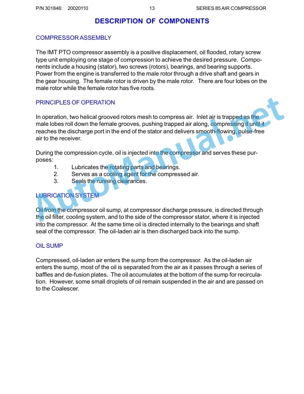 IMT Series 85 PTO Air Compressor Operators, Maintenance, and Parts Manual PN 301846 20070329 2 IMT Series 85 PTO Air Compressor Operators, Maintenance, and Parts Manual PN 301846 20070329 - Image 2