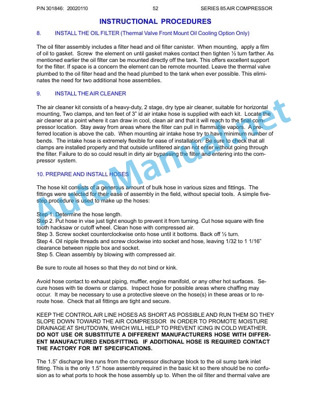 IMT Series 85 PTO Air Compressor Operators, Maintenance, and Parts Manual PN 301846 20070329 5 IMT Series 85 PTO Air Compressor Operators, Maintenance, and Parts Manual PN 301846 20070329 - Image 5