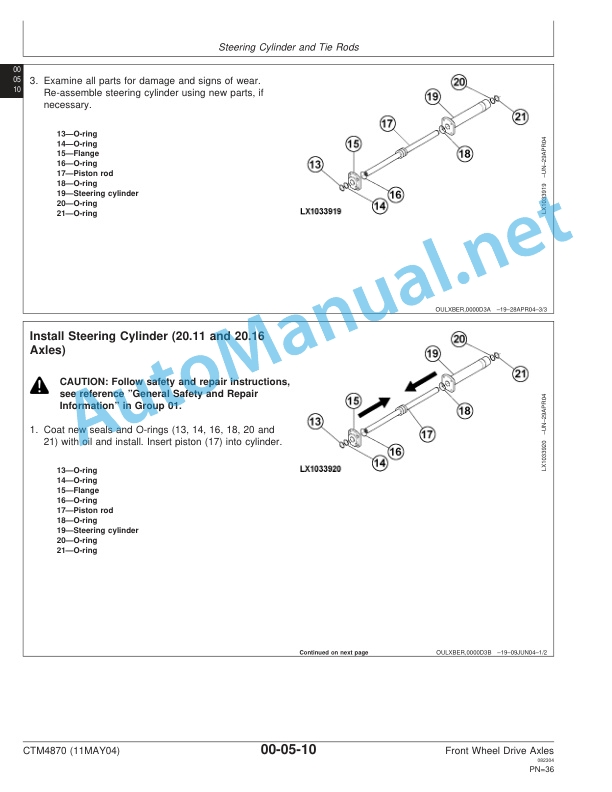 Alternative view of John Deere 00.16, 20.09, 20.09C, 20.11 and 20.16 Front Wheel Drive Axles Component Technical Manual CTM4870 11MAY04 11 May 2004