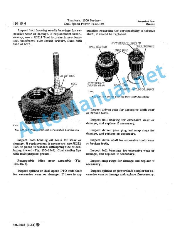 John Deere 1000 Series Tractors Service Manual SM2033 01MAR65 4 John Deere 1000 Series Tractors Service Manual SM2033 01MAR65-4