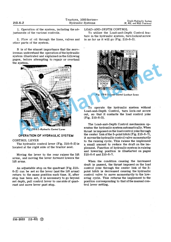 John Deere 1000 Series Tractors Service Manual SM2033 01MAR65 5 John Deere 1000 Series Tractors Service Manual SM2033 01MAR65-5