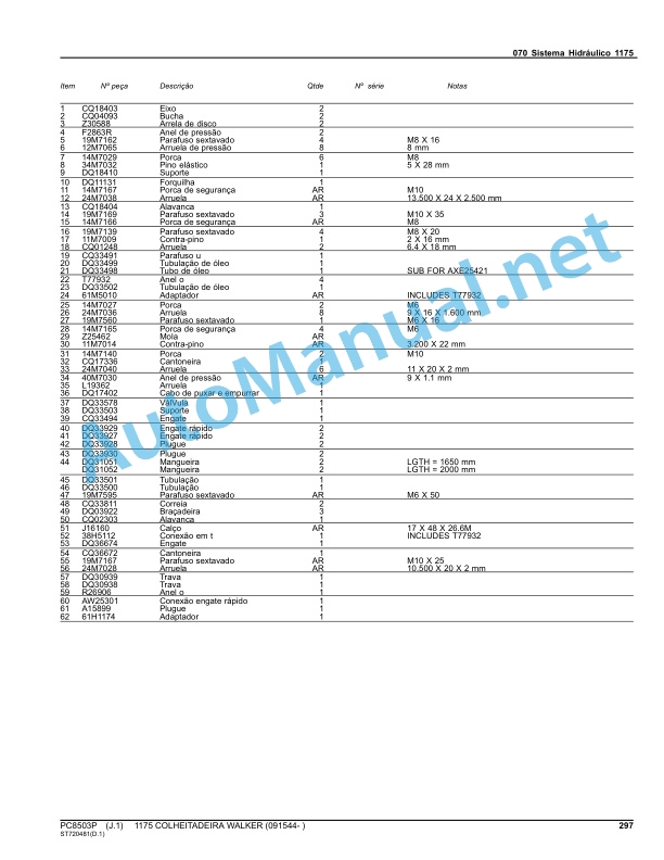 John Deere 1175 Harvester Walker Parts Catalog PC8503P March 2015 Portuguese 3 John Deere 1175 Harvester Walker Parts Catalog PC8503P March 2015 Portuguese - Image 3
