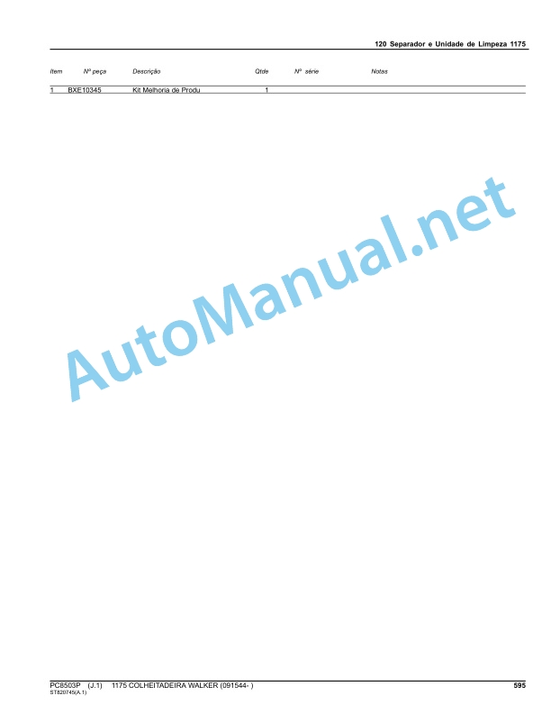 John Deere 1175 Harvester Walker Parts Catalog PC8503P March 2015 Portuguese 5 John Deere 1175 Harvester Walker Parts Catalog PC8503P March 2015 Portuguese - Image 5
