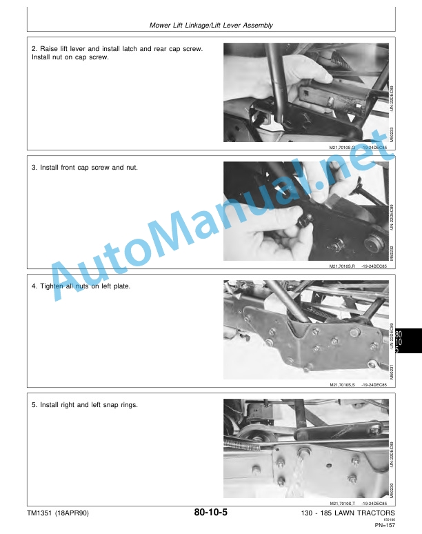 John Deere 130, 160, 165, 175, 180, and 185 Lawn Tractors Technical Manual TM1351 April 1988 4 John Deere 130, 160, 165, 175, 180, and 185 Lawn Tractors Technical Manual TM1351 April 1988 - Image 4