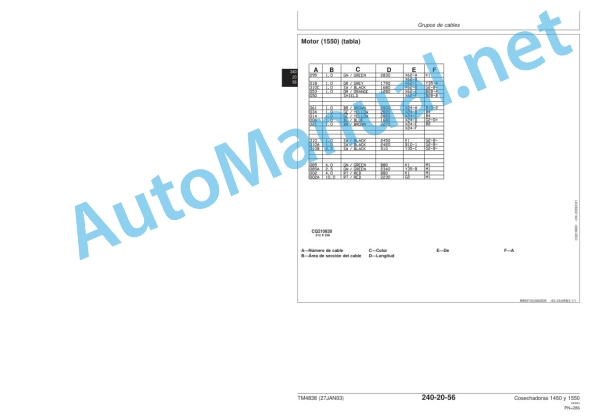 John Deere 1450, 1550, 1450 CWS, 1550 CWS, 1450 WTS, 1550 WTS Harvesters Technical Manual TM4838 27JAN03 Spanish 4 John Deere 1450, 1550, 1450 CWS, 1550 CWS, 1450 WTS, 1550 WTS Harvesters Technical Manual TM4838 27JAN03 Spanish - Image 4