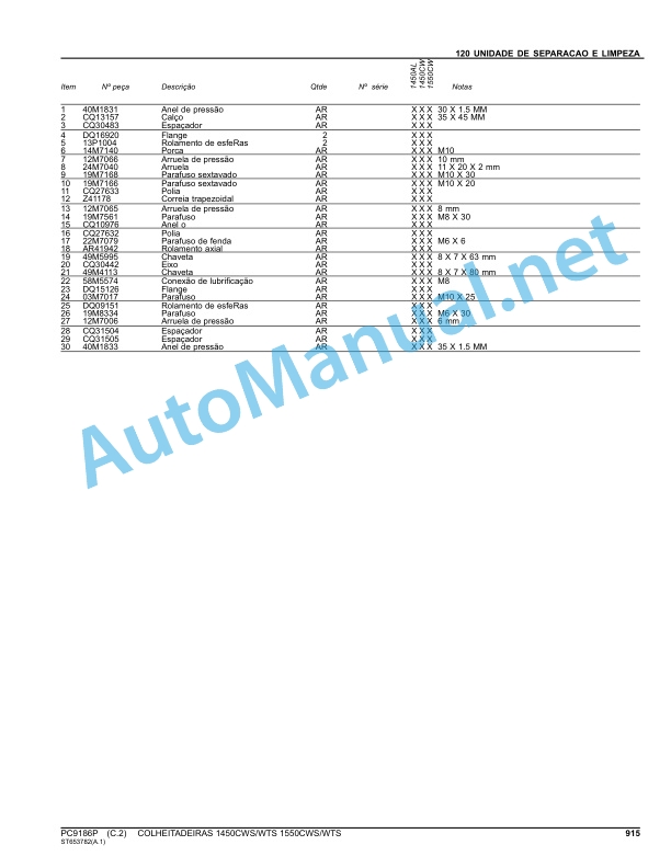 John Deere 1450CWS WTS 1550CWS WTS Parts Catalog PC9186P March 2013 Portuguese 5 John Deere 1450CWS WTS 1550CWS WTS Parts Catalog PC9186P March 2013 Portuguese - Image 5