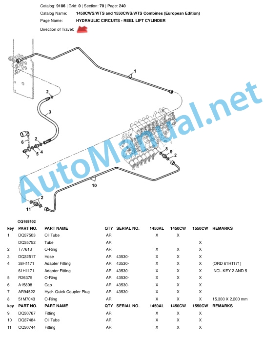 John Deere 1450CWS WTS and 1550CWS WTS Combines (European Edition) Parts Catalog 9186 3 John Deere 1450CWS WTS and 1550CWS WTS Combines (European Edition) Parts Catalog 9186-3