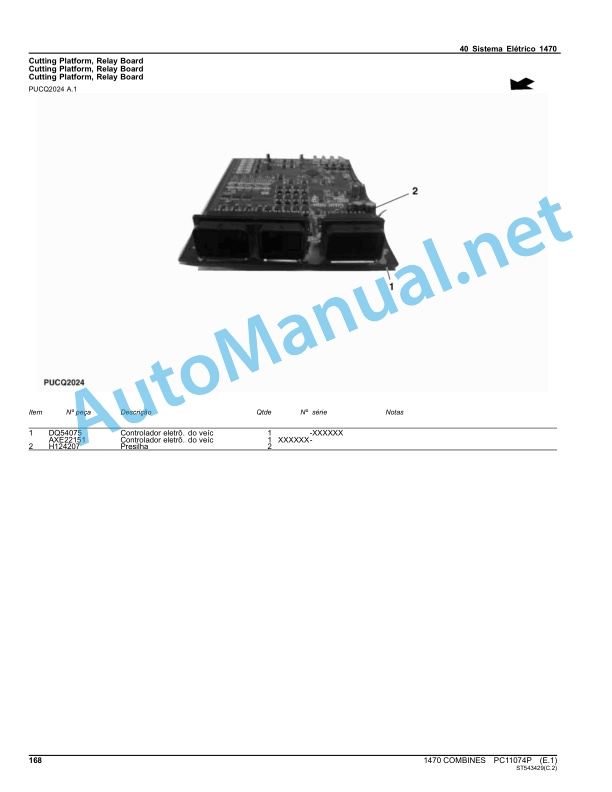 Alternative view of John Deere 1470 COMBINES (South American Edition) Parts Catalog PC11074P December 2013 Portuguese