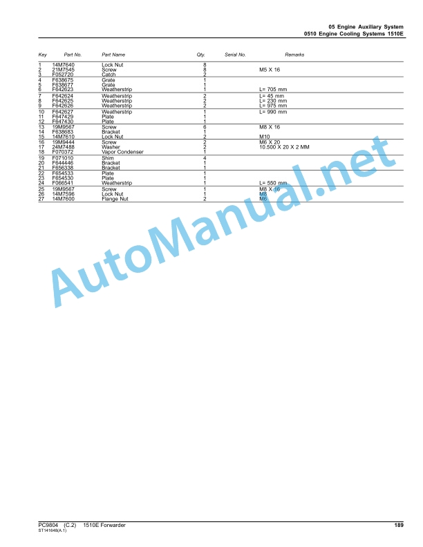 Alternative view of John Deere 1510E Forwarder Parts Catalog PC9804 May-11