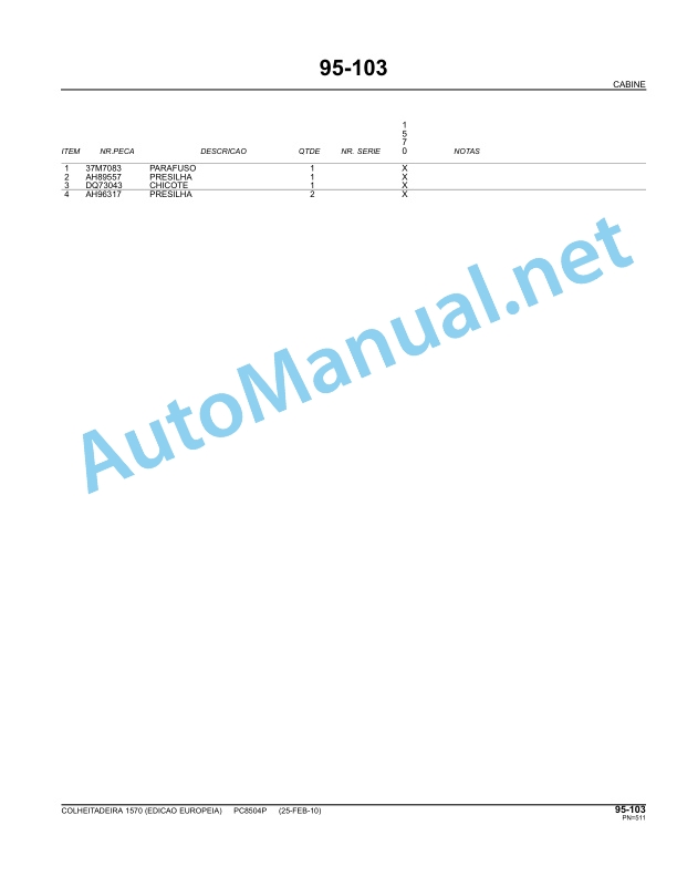 John Deere 1570 Harvesters Parts Catalog PC8504P 25Feb10 Portuguese 4 John Deere 1570 Harvesters Parts Catalog PC8504P 25Feb10 Portuguese - Image 4