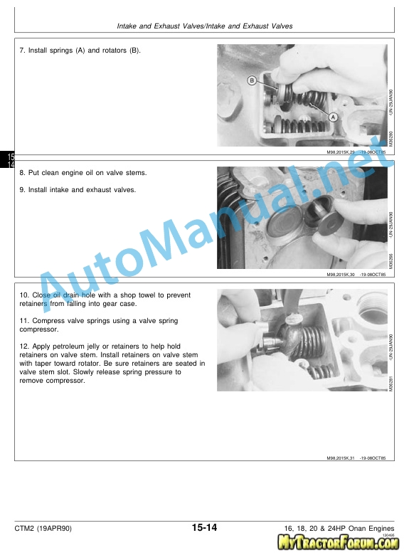 Alternative view of John Deere 16, 18, 20 and 24HP Onan Engines Component Technical Manual CTM2 (19APR90)