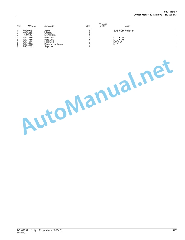 John Deere 160GLC Excavator Parts Catalog PC10253P May 2014 Portuguese 3 John Deere 160GLC Excavator Parts Catalog PC10253P May 2014 Portuguese - Image 3