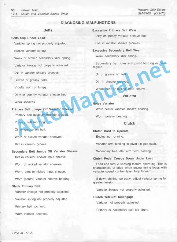 John Deere 200, 210, 212, and 214 Lawn and Garden Tractors Service Manual SM-2105 Oct-76 4 John Deere 200, 210, 212, and 214 Lawn and Garden Tractors Service Manual SM-2105 Oct-76 - Image 4