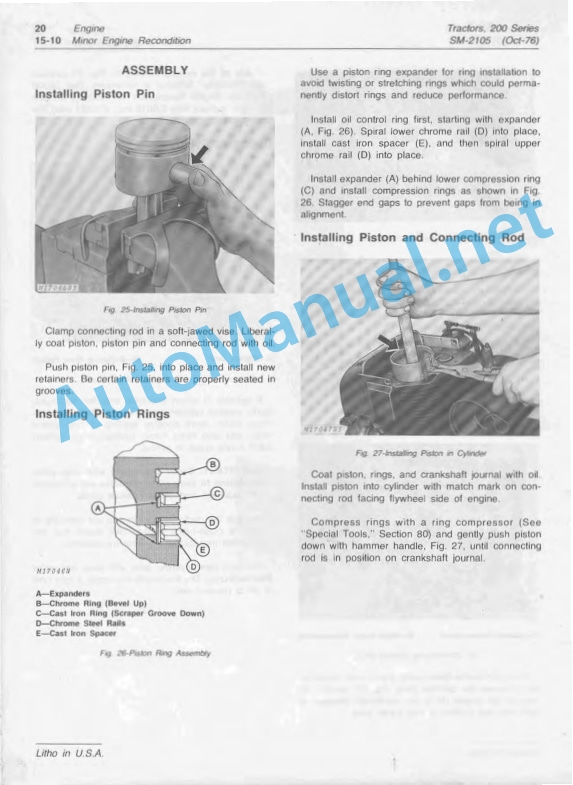 Alternative view of John Deere 200, 210, 212, and 214 Lawn and Garden Tractors Service Manual SM-2105 October 1976