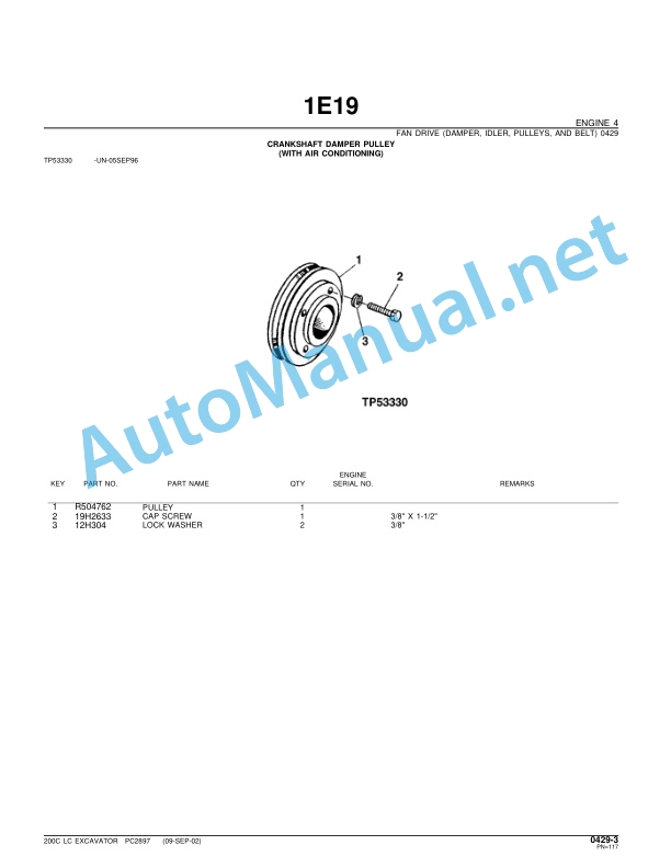 Alternative view of John Deere 200C LC EXCAVATOR Parts Catalog PC2897 (09-SEP-02)