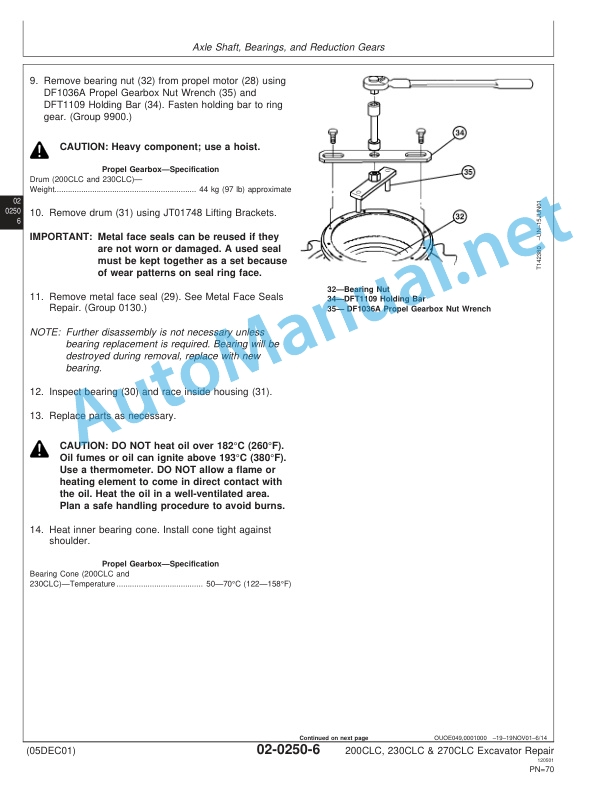 Alternative view of John Deere 200CLC, 230CLC, and 270CLC Excavator Repair Technical Manual TM1931 05DEC01