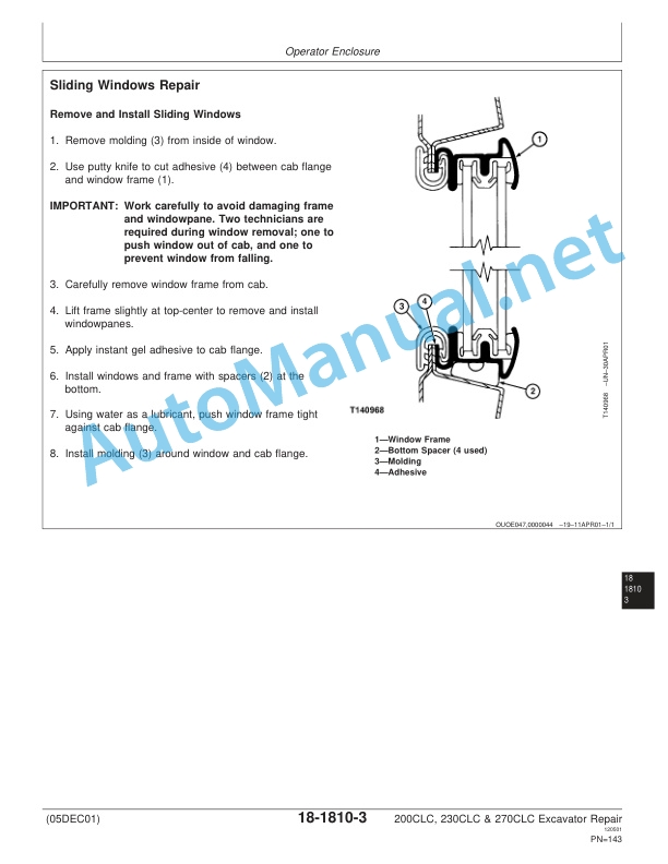 John Deere 200CLC, 230CLC, and 270CLC Excavator Repair Technical Manual TM1931 05DEC01 3 John Deere 200CLC, 230CLC, and 270CLC Excavator Repair Technical Manual TM1931 05DEC01 - Image 3