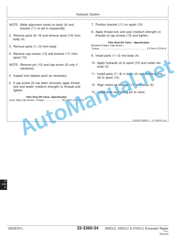 John Deere 200CLC, 230CLC, and 270CLC Excavator Repair Technical Manual TM1931 05DEC01 4 John Deere 200CLC, 230CLC, and 270CLC Excavator Repair Technical Manual TM1931 05DEC01 - Image 4