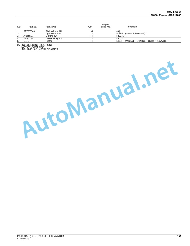 Alternative view of John Deere 200D LC Excavator Parts Catalog PC10015 May-10