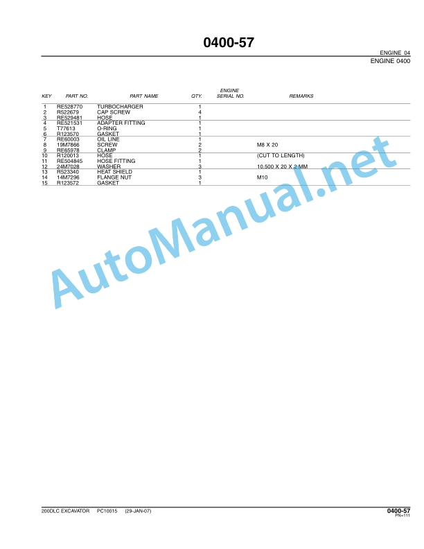 John Deere 200DLC Excavator Parts Catalog PC10015 April 2007 2 John Deere 200DLC Excavator Parts Catalog PC10015 April 2007 - Image 2