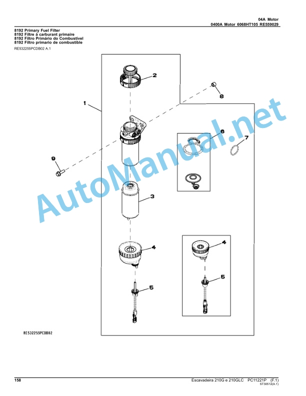 Alternative view of John Deere 210G and 210GLC Excavators Parts Catalog PC11221P (set-14) 2014 Portuguese